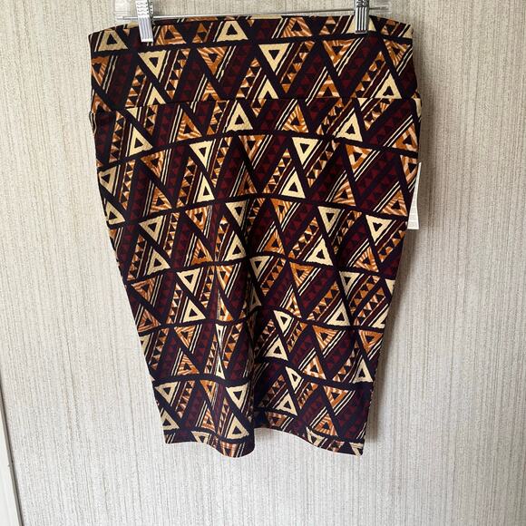 LuLaRoe Cassie Brown Aztec Print Skirt Size Large - Picture 1 of 6